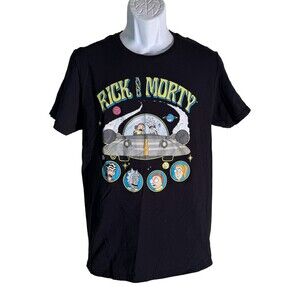 RICK and MORTY Short Sleeve Crew Neck T-Shirt Black Medium (SEE MEASUREMENTS)